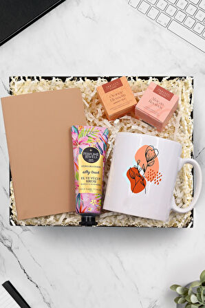 Kupa & Bej Renk Mini Not Defteri & Eyüp Sabri Tuncer El Kremi & Teashop 2'li Bitki Çayı Hediye seti