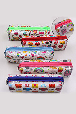 Kırmızı Touchpen & 2'li Dikişli Mini Not Defteri & Desenli Şeffaf Kalemlik & Bloknot Hediye Seti