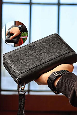 Hakiki Deri Fermuarlı Unisex Portföy Cüzdan