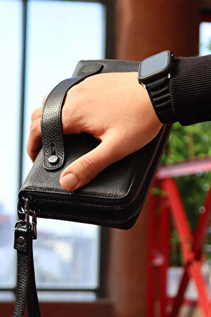 Hakiki Deri Fermuarlı Unisex Portföy Cüzdan