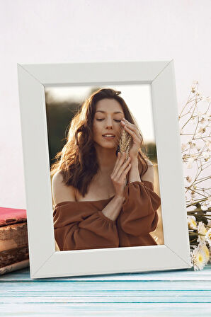 Beyaz Çerçeve & Turuncu Çiçek Fular & Turuncu Türk Kahvesi Fincanı Hediye Seti