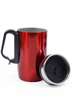 Kulplu 280 ML Çelik Termos & Defter & Gümüş Renk Detaylı Tükenmez Kalem Seti