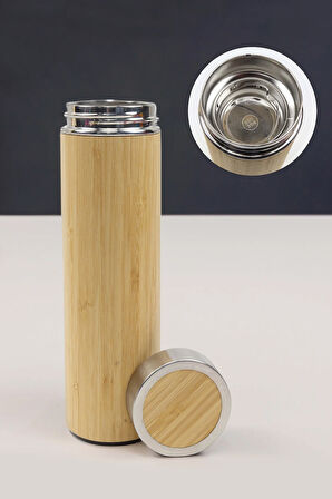 Gold Tükenmez Kalem & Bambu 500 ML Çelik Termos & Porselen Kupa & Godiva Çikolata Hediye Seti