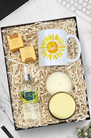 Kupa & Gold Metal Kutulu Mum & Eyüp Sabri Tuncer 150ml Sprey Kolonya & Bitki Çayı Hediye Seti