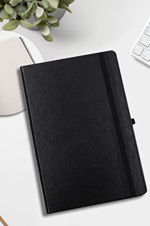 Siyah Defter & Kutulu 2'li Siyah Roller-tükenmez Kalem & Gümüş Renk 280 ml Termos Hediye Seti