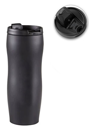 Siyah Defter & Klasik Model 400 ML Siyah Çelik Termos & Gold Kalem & Vela Çikolata Hediye Seti