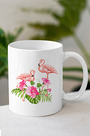 Flamingo Baskılı Peştemal & Pembe Bubble Mum & Kupa & Peştemal Hediye Seti