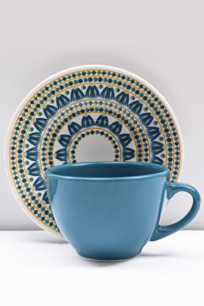 Ikigai Kitabı & Mavi Bardaklı Çelik Termos & Mum & Lacivert Çay ve Kahve Fincanı Hediye Seti