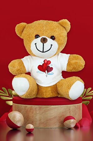 Sevgililer Günü Temalı Peluş Ayıcık & Kırmızı Kupa & Kırmızı Çerçeve & Siyah French Press Hediye Set