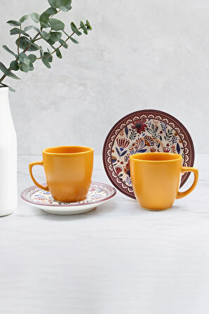 El Çantası & Turuncu Türk Kahvesi Fincanı & Mini Kolonya & Türk Kahvesi & Duvar Süsü Hediye Seti