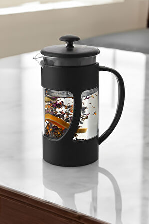 Kilitli Çelik Termos & French Press & Siyah Defter & Siyah Tükenmez Kalem & Bardak Mum Hediye Seti