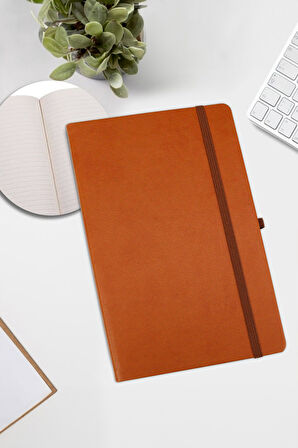 Kahverengi Defter & Roller Kalem & Turuncu Porselen Kupa & Guatemala Filtre Kahve Hediye Seti