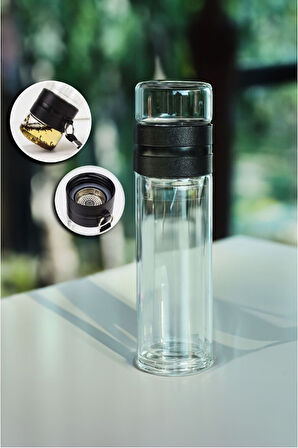 Siyah Defter & Siyah Roller Kalem & Kupa & Bitki Çayı & Borosilikat Cam Demlik Matara Hediye Seti