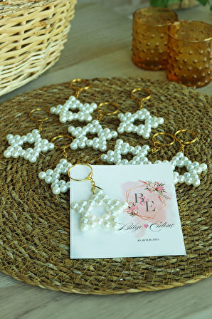 10'lu İnci Yıldız Anahtarlık Söz, Nişan, Kına, Nikah Hediyesi