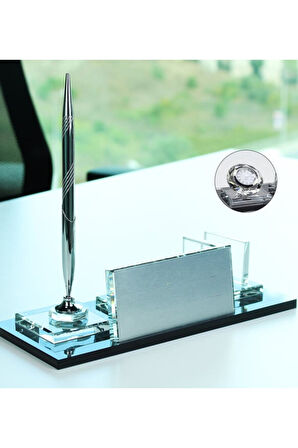 Kristal Masa Üstü Kalemli İsimlik