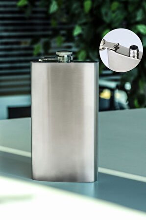 Çelik Cep Matarası & Metal Gümüş Renk Tabaka & Zippo Tarzı Çakmak Hediye Seti