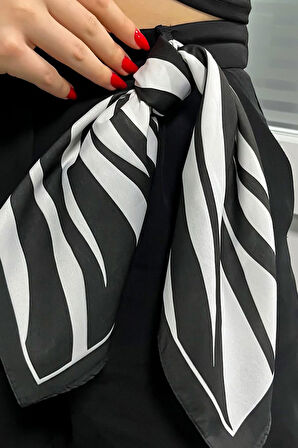 Siyah Yumuşak Deri Kartlık Cüzdan & Zebra Desen Fular & Pur Blanca Kadın Parfüm Hediye Seti