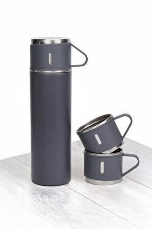 Özel Kutusunda 3 Bardaklı 500 ML Çelik Termos
