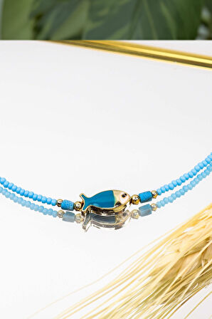 Tasarım T Kupa & Renkli Balık Figürlü Kolye Hediye Seti