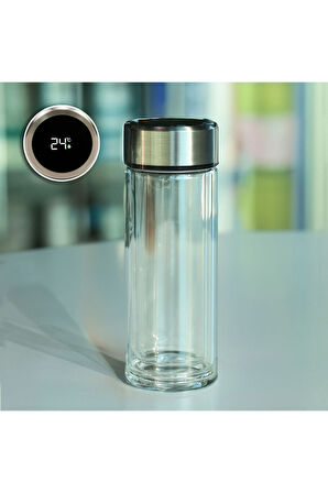 Pembe Tasarım Defter & Dereceli 300ml Cam Matara & Pembe Metal Kutulu Mum & T Kupa Hediye Seti