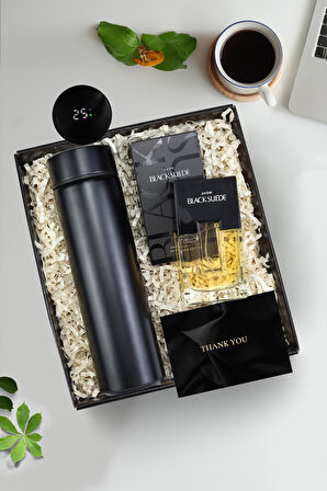500 ML Dereceli Termos & Black Suede Erkek Parfüm Hediye Seti