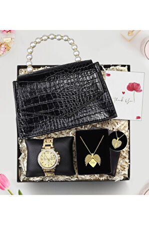 İnci Çantalı Hediye Seti