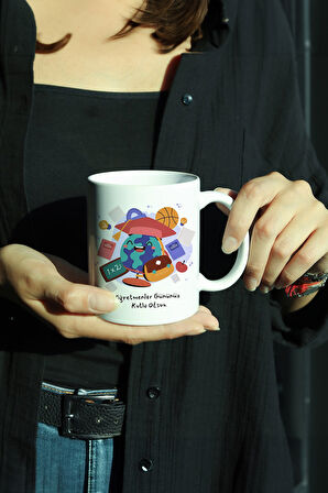 Tasarım Kupa & Defter & Mat Roller Kalem Öğretmenler Günü Hediye Seti