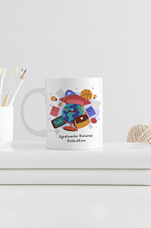 Tasarım Kupa & Defter & Mat Roller Kalem Öğretmenler Günü Hediye Seti