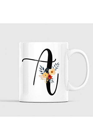 Çiçek Harfli Kupa, Harfli Kupa, Çiçekli Kupa, Yazılı Kupa, İsim Kupa, Nişan Hediyesi, Düğün Hediyesi