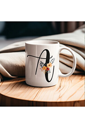 Çiçek Harfli Kupa, Harfli Kupa, Çiçekli Kupa, Yazılı Kupa, İsim Kupa, Nişan Hediyesi, Düğün Hediyesi