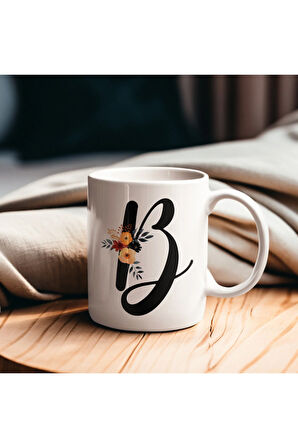 Çiçek Harfli Kupa, Harfli Kupa, Çiçekli Kupa, Yazılı Kupa, İsim Kupa, Nişan Hediyesi, Düğün Hediyesi