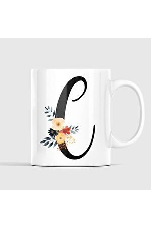 Çiçek Harfli Kupa, Harfli Kupa, Çiçekli Kupa, Yazılı Kupa, İsim Kupa, Nişan Hediyesi, Düğün Hediyesi