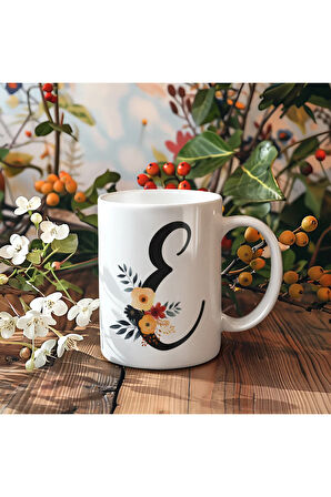 Çiçek Harfli Kupa, Harfli Kupa, Çiçekli Kupa, Yazılı Kupa, İsim Kupa, Nişan Hediyesi, Düğün Hediyesi