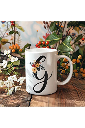 Çiçek Harfli Kupa, Harfli Kupa, Çiçekli Kupa, Yazılı Kupa, İsim Kupa, Nişan Hediyesi, Düğün Hediyesi