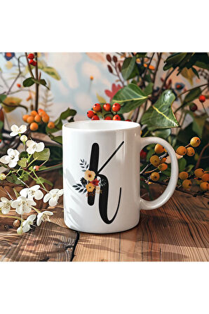 Çiçek Harfli Kupa, Harfli Kupa, Çiçekli Kupa, Yazılı Kupa, İsim Kupa, Nişan Hediyesi, Düğün Hediyesi