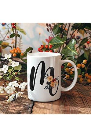 Çiçek Harfli Kupa, Harfli Kupa, Çiçekli Kupa, Yazılı Kupa, İsim Kupa, Nişan Hediyesi, Düğün Hediyesi