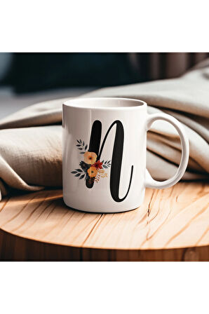 Çiçek Harfli Kupa, Harfli Kupa, Çiçekli Kupa, Yazılı Kupa, İsim Kupa, Nişan Hediyesi, Düğün Hediyesi