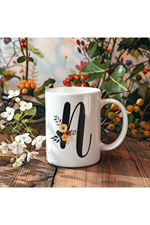 Çiçek Harfli Kupa, Harfli Kupa, Çiçekli Kupa, Yazılı Kupa, İsim Kupa, Nişan Hediyesi, Düğün Hediyesi