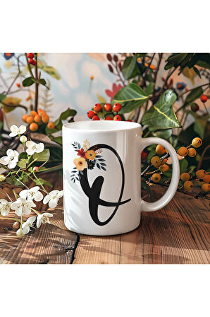 Çiçek Harfli Kupa, Harfli Kupa, Çiçekli Kupa, Yazılı Kupa, İsim Kupa, Nişan Hediyesi, Düğün Hediyesi