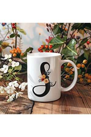 Çiçek Harfli Kupa, Harfli Kupa, Çiçekli Kupa, Yazılı Kupa, İsim Kupa, Nişan Hediyesi, Düğün Hediyesi