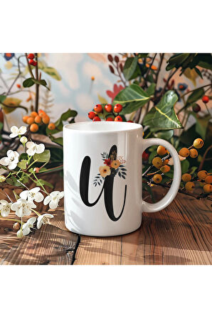 Çiçek Harfli Kupa, Harfli Kupa, Çiçekli Kupa, Yazılı Kupa, İsim Kupa, Nişan Hediyesi, Düğün Hediyesi