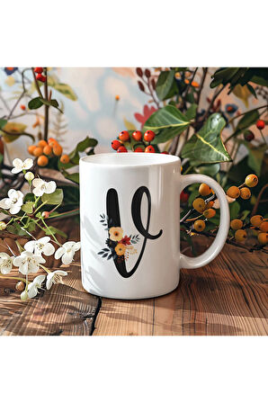 Çiçek Harfli Kupa, Harfli Kupa, Çiçekli Kupa, Yazılı Kupa, İsim Kupa, Nişan Hediyesi, Düğün Hediyesi