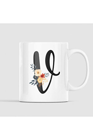 Çiçek Harfli Kupa, Harfli Kupa, Çiçekli Kupa, Yazılı Kupa, İsim Kupa, Nişan Hediyesi, Düğün Hediyesi