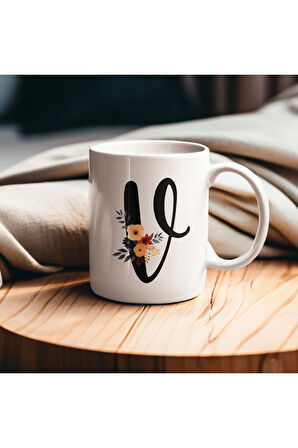 Çiçek Harfli Kupa, Harfli Kupa, Çiçekli Kupa, Yazılı Kupa, İsim Kupa, Nişan Hediyesi, Düğün Hediyesi