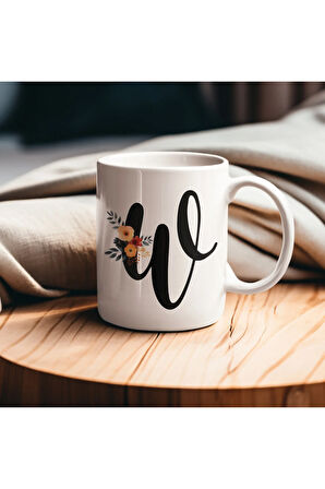 Çiçek Harfli Kupa, Harfli Kupa, Çiçekli Kupa, Yazılı Kupa, İsim Kupa, Nişan Hediyesi, Düğün Hediyesi