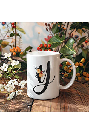 Çiçek Harfli Kupa, Harfli Kupa, Çiçekli Kupa, Yazılı Kupa, İsim Kupa, Nişan Hediyesi, Düğün Hediyesi