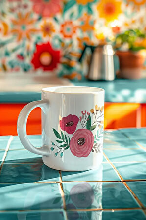 Çiçek Desenli Kupa