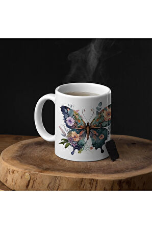 Kelebekli Kupa, Kelebek Desenli Kahve Kupası, Romantik Kupa