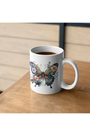 Kelebekli Kupa, Kelebek Desenli Kahve Kupası, Romantik Kupa