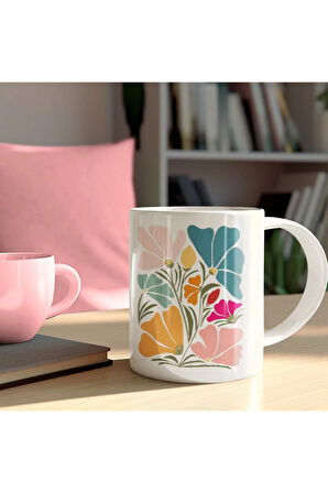 Modern Çiçekli Kupa